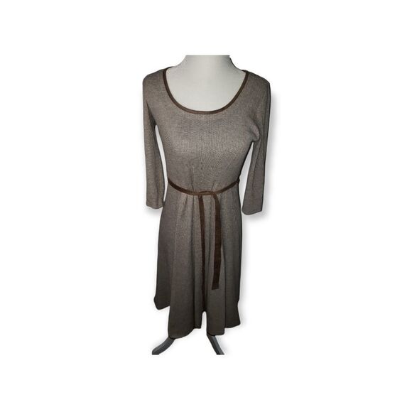 Signature By Robbie Bee Tan & Brown Flowy 3/4 Sleeve Dress PS - Picture 3 of 8